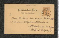 Nachlass Franz Steindachner, Korrespondenz-Karte von Carl L. Moser an Franz Steindachner (03.03.1890), Inv.Nr. 353.02, Seite 1